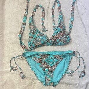 Paisley Print Bikini Set - Turquoise